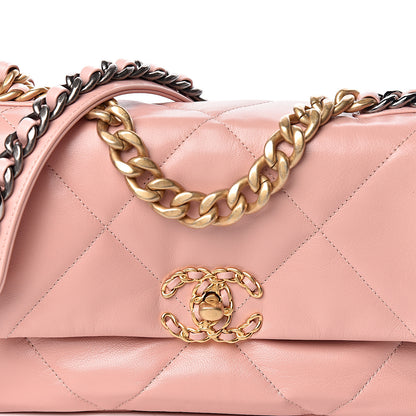 Chanel Lambskin Quilted Medium 19 Flap Light Pink 10 of 11
