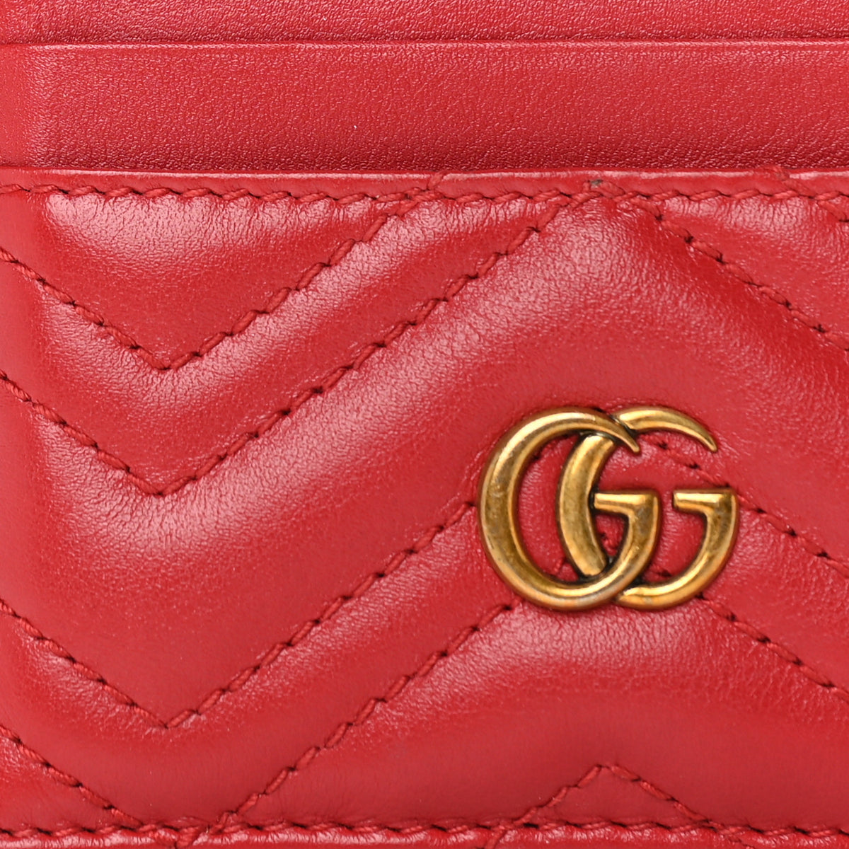 Gucci Calfskin Matelasse GG Marmont Card Holder Hibiscus Red 5 of 7