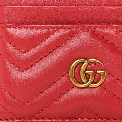 Gucci Calfskin Matelasse GG Marmont Card Holder Hibiscus Red 5 of 7