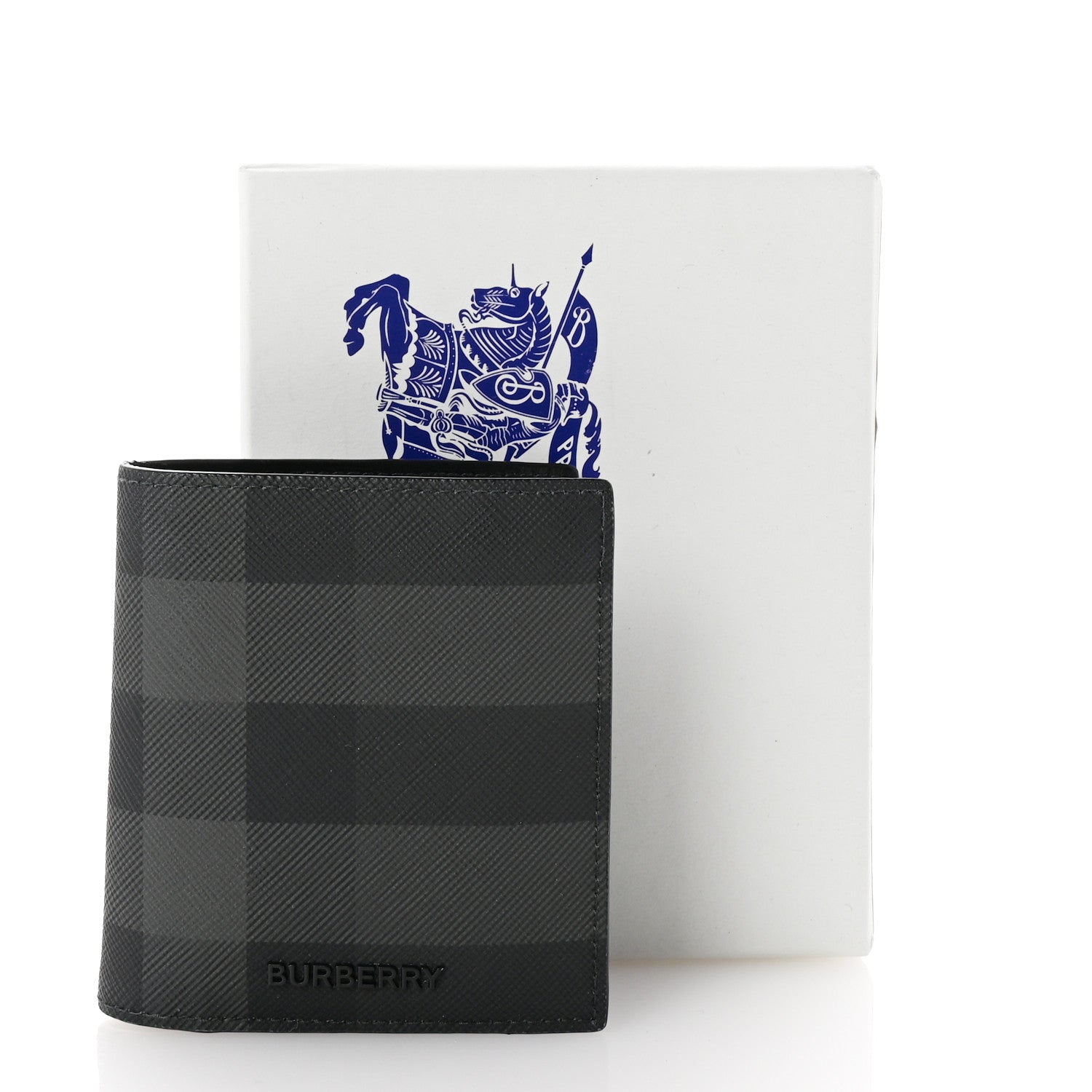 Burberry Charcoal Check Calfskin Bi-Fold Wallet 8 of 8