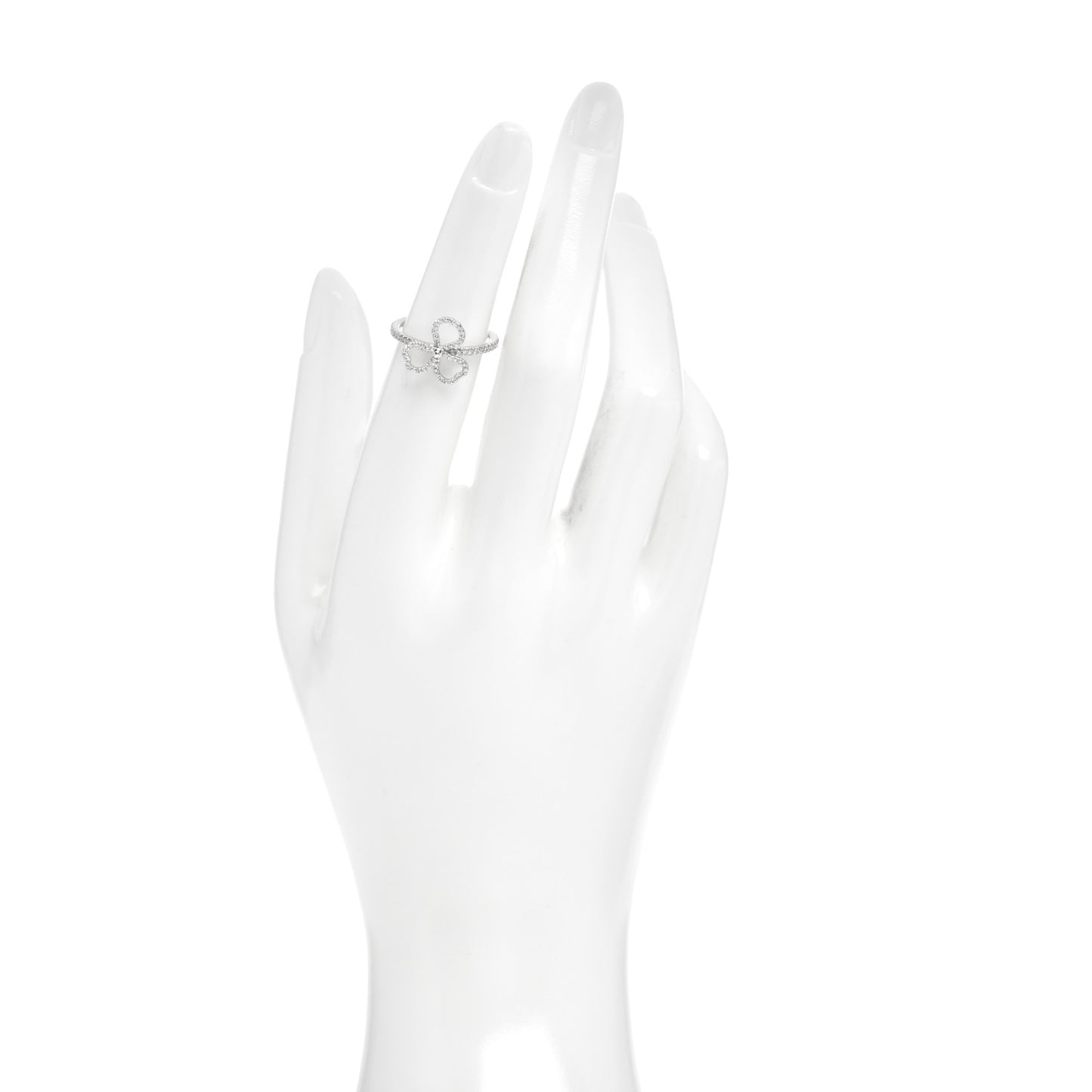 Platinum Diamond Small Open Paper Flowers Ring 49 5