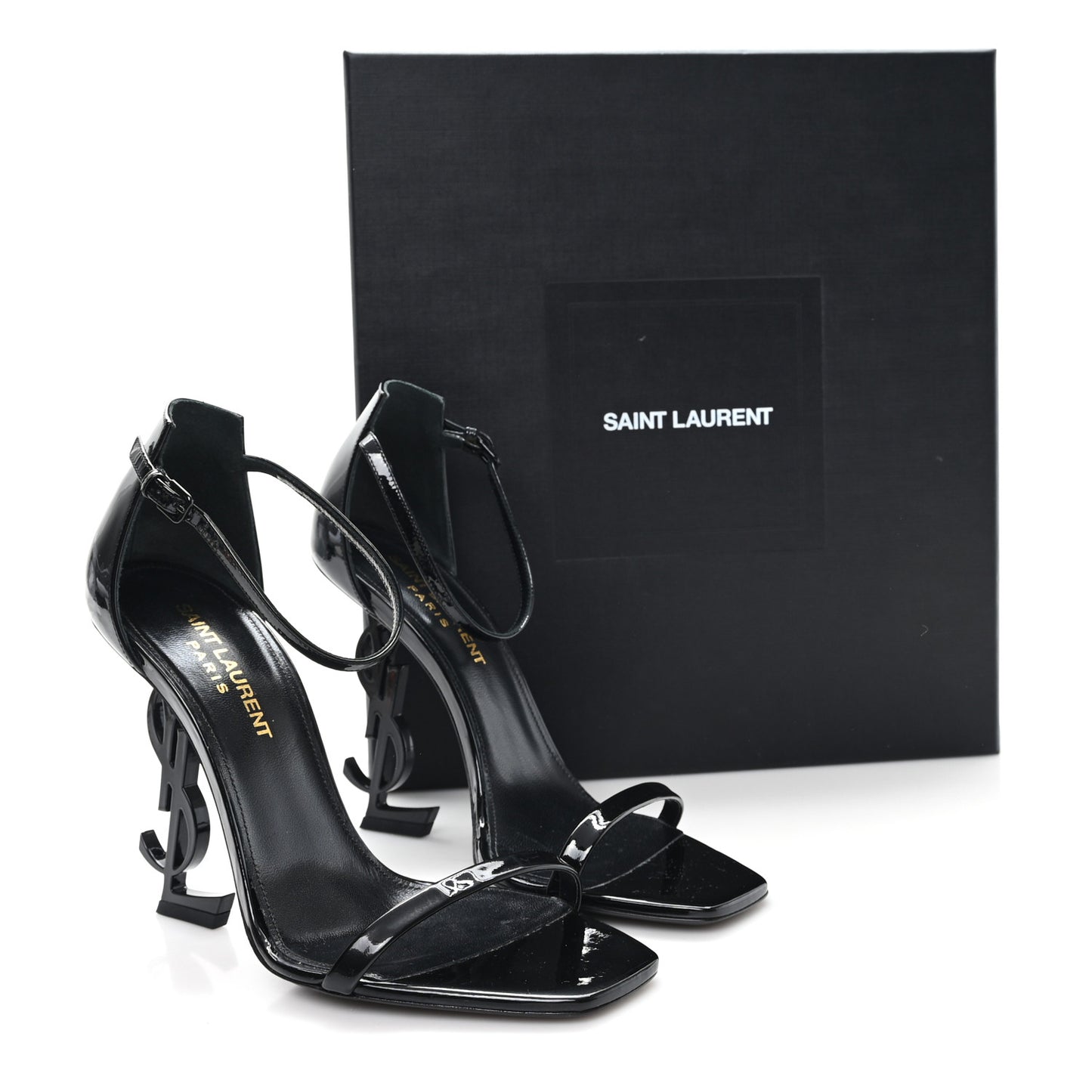 Patent Calfskin Opyum 110 Sandals 36.5 Black