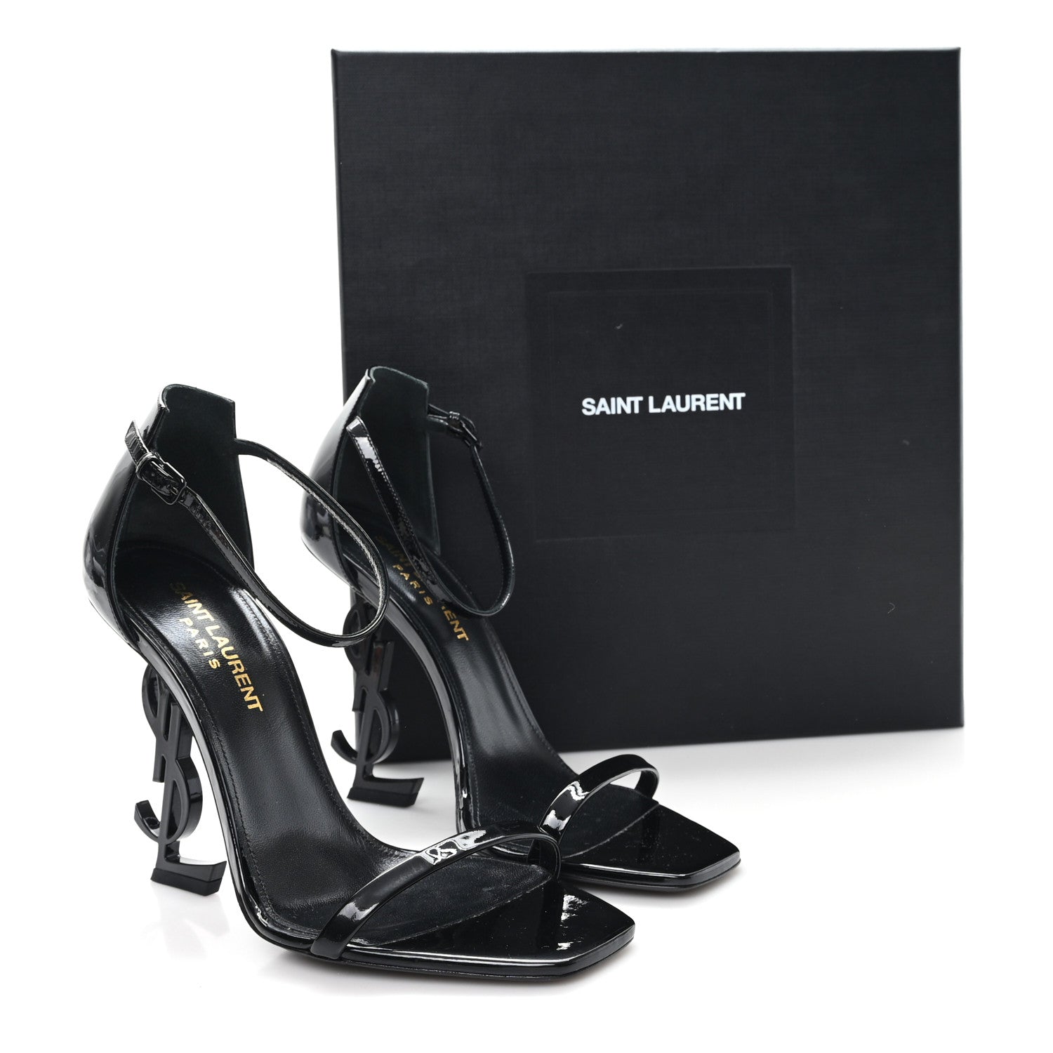 Saint Laurent Patent Calfskin Opyum 110 Sandals 36.5 Black 9 of 9