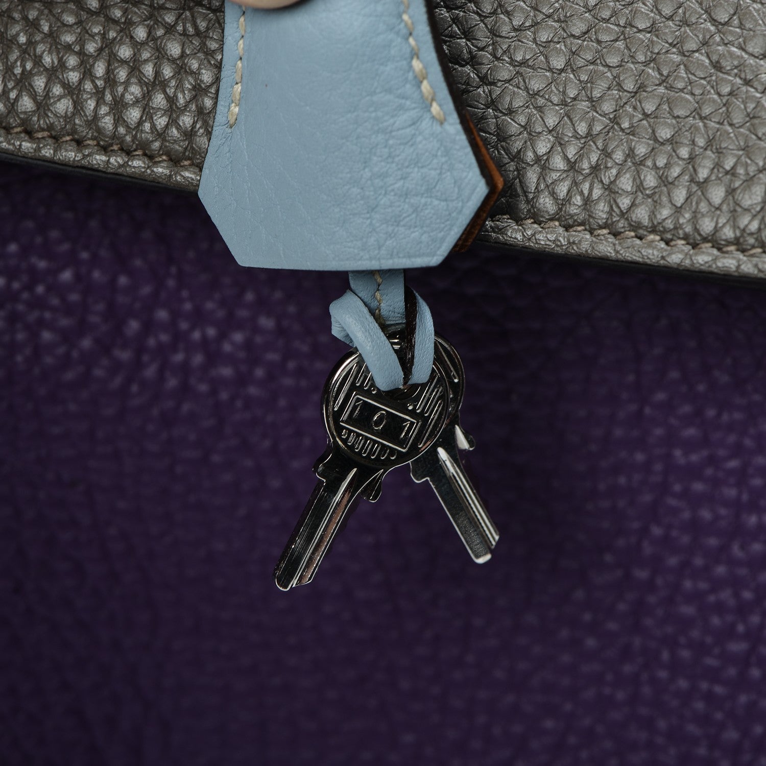 Hermes Taurillon Clemence Arlequin Kelly Retourne 32 Ultraviolet Etain 27 of 30