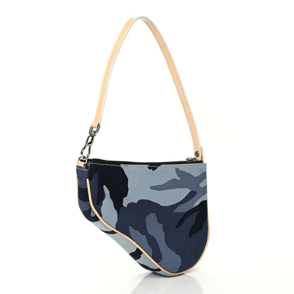 Christian Dior Canvas Camouflage Mini Saddle Pochette Blue 2 of 9