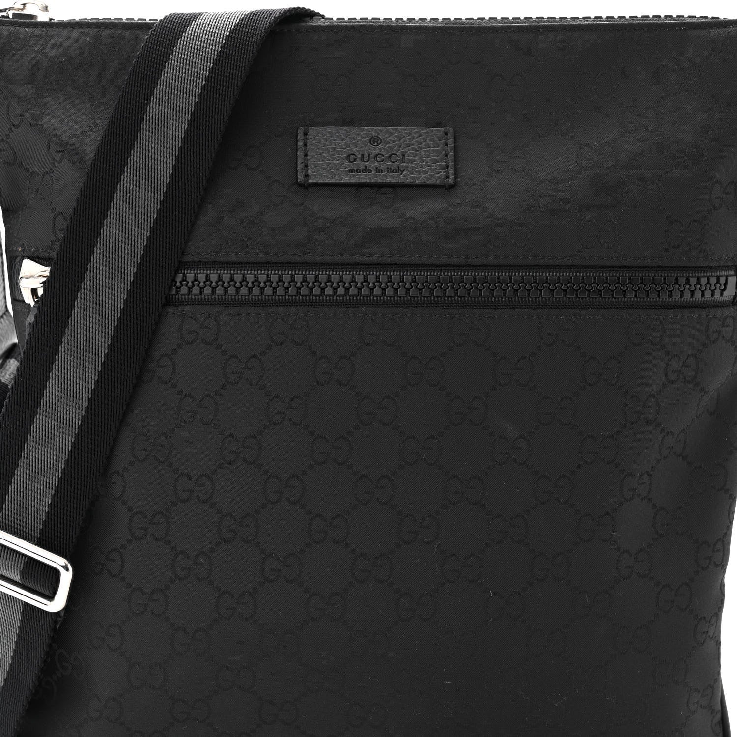 Gucci Nylon Monogram Small Flat Messenger Bag Black 8 of 10