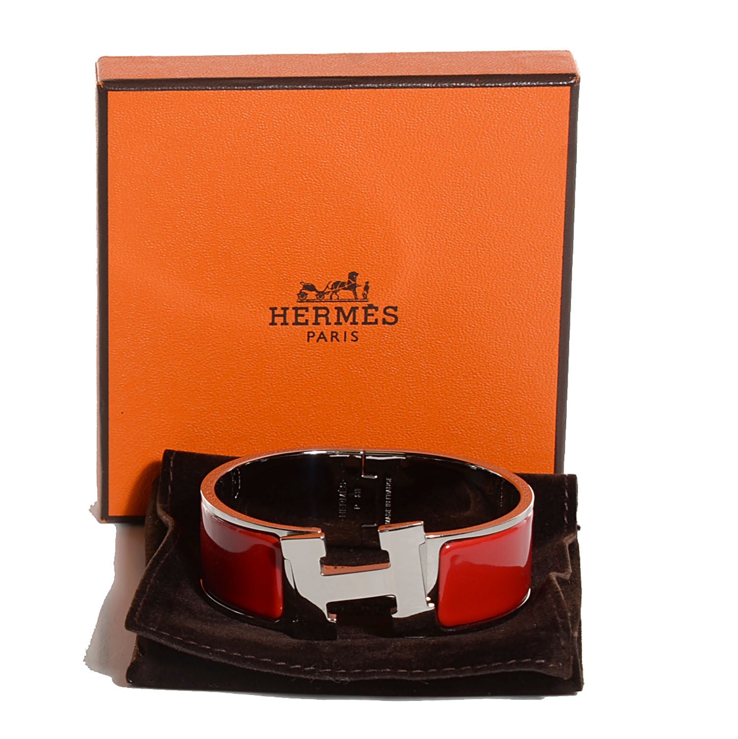 Hermes Enamel Wide Clic Clac H Bracelet PM Rouge Vif 6 of 7