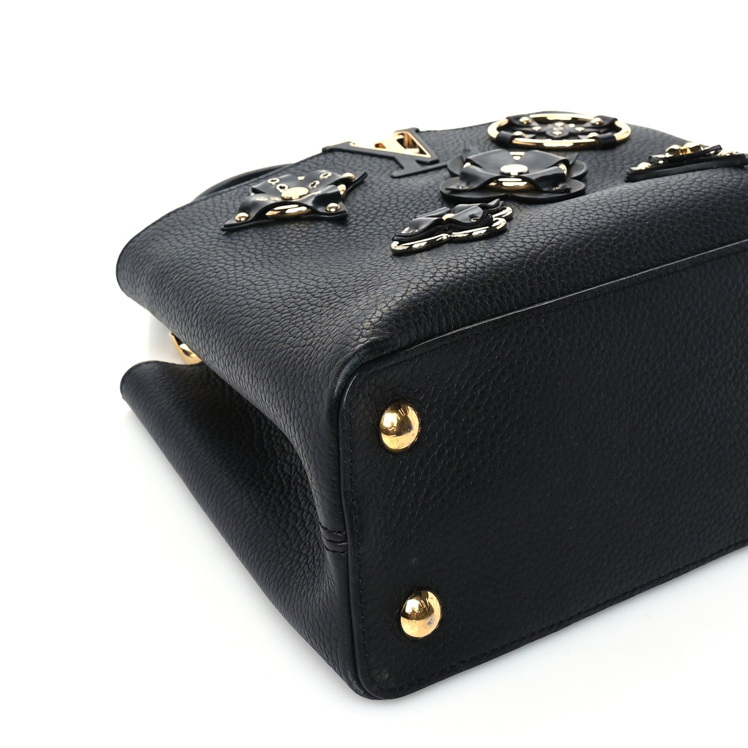 Louis Vuitton Taurillon Metallic Flowers Capucines PM Black 7 of 8