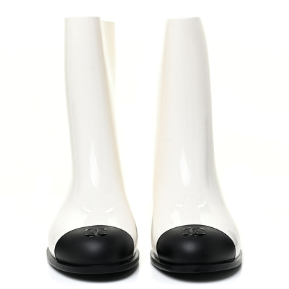 Chanel Rubber Rain Boots 39 Ivory Black 2 of 10