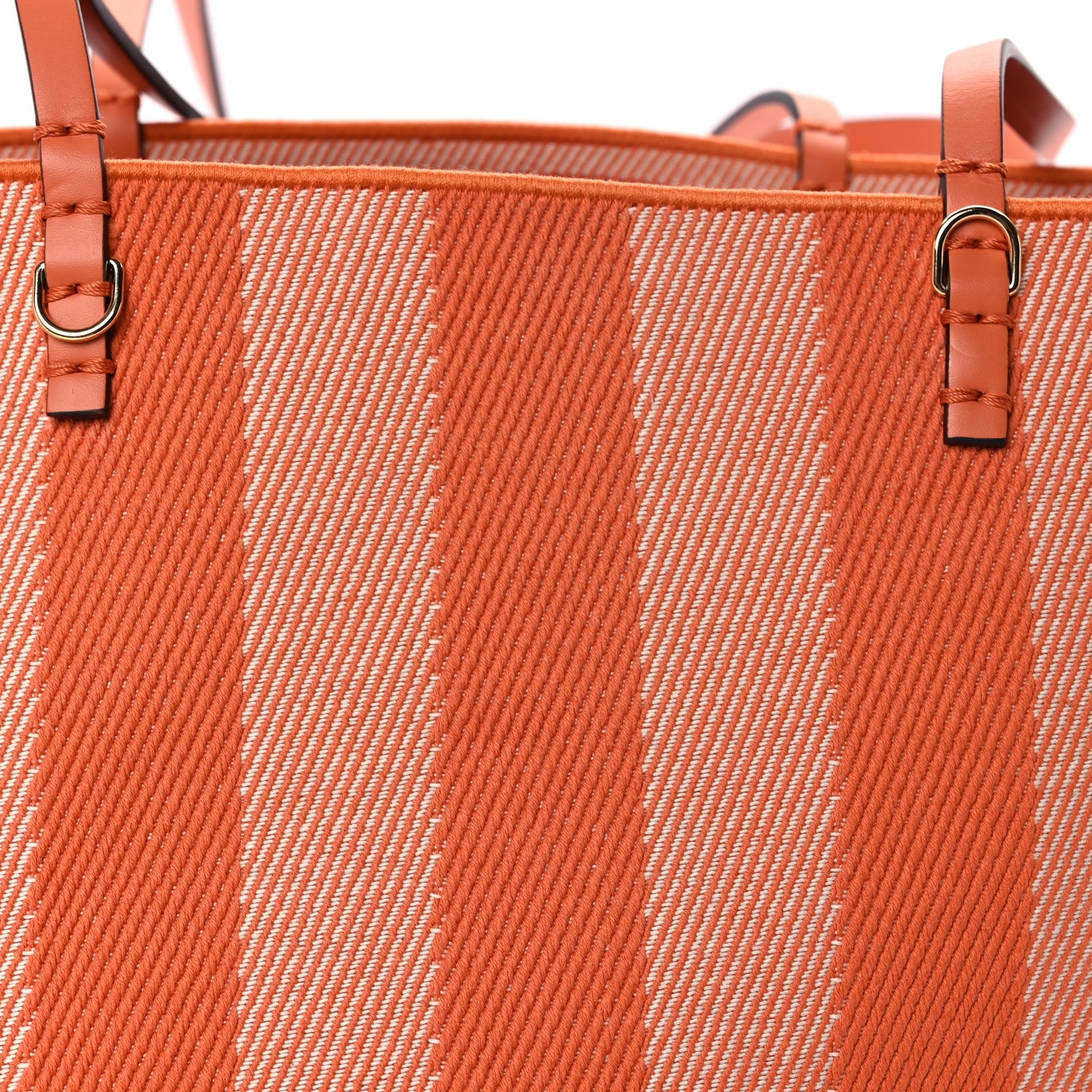 Fendi Pequin Vitello Effettto Denim Jacquard FF Reversible Large Shopping Tote  Orange 7 of 7