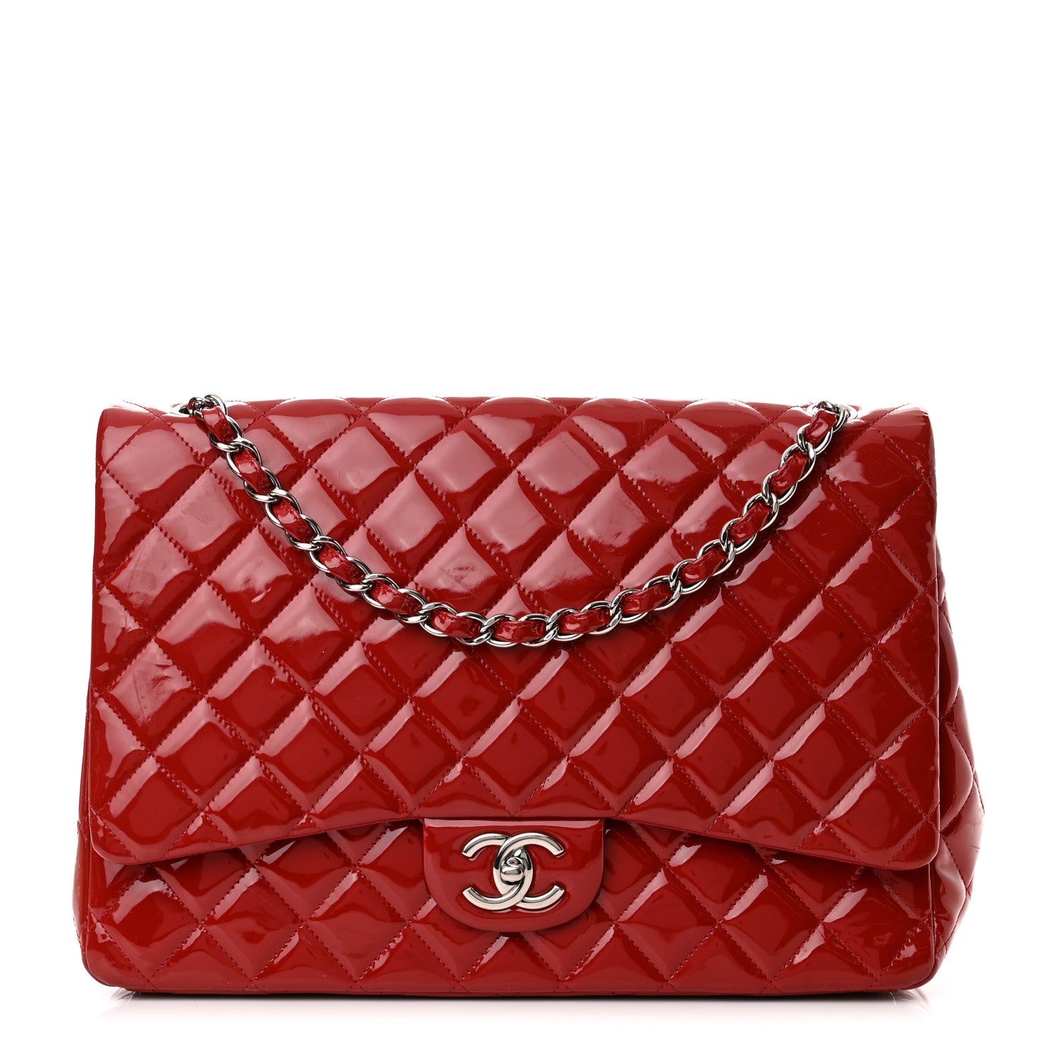 Chanel Patent Quilted Maxi Double Flap Red 1 of 13