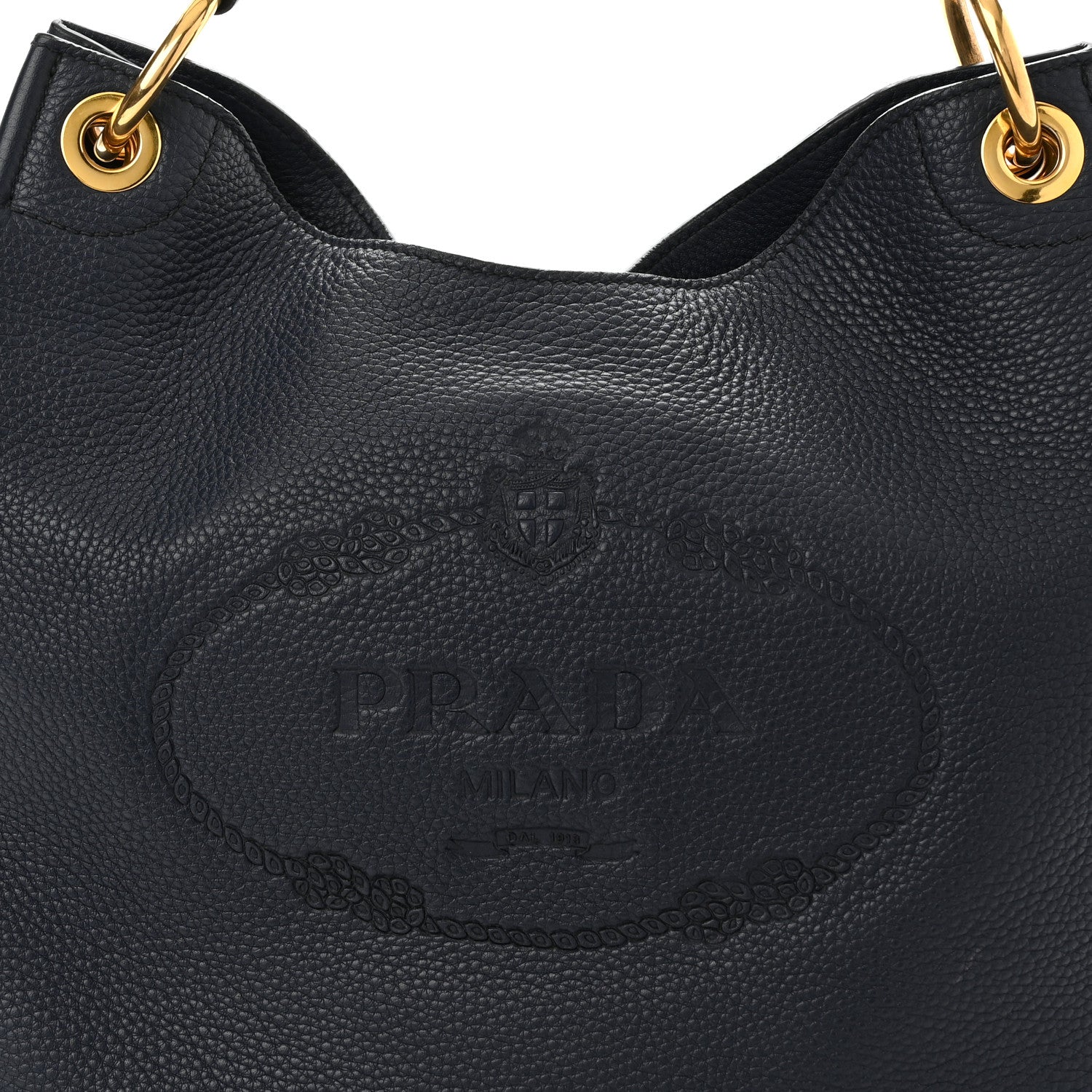 Prada Vitello Phenix Embossed Logo Hobo Baltico 8 of 10