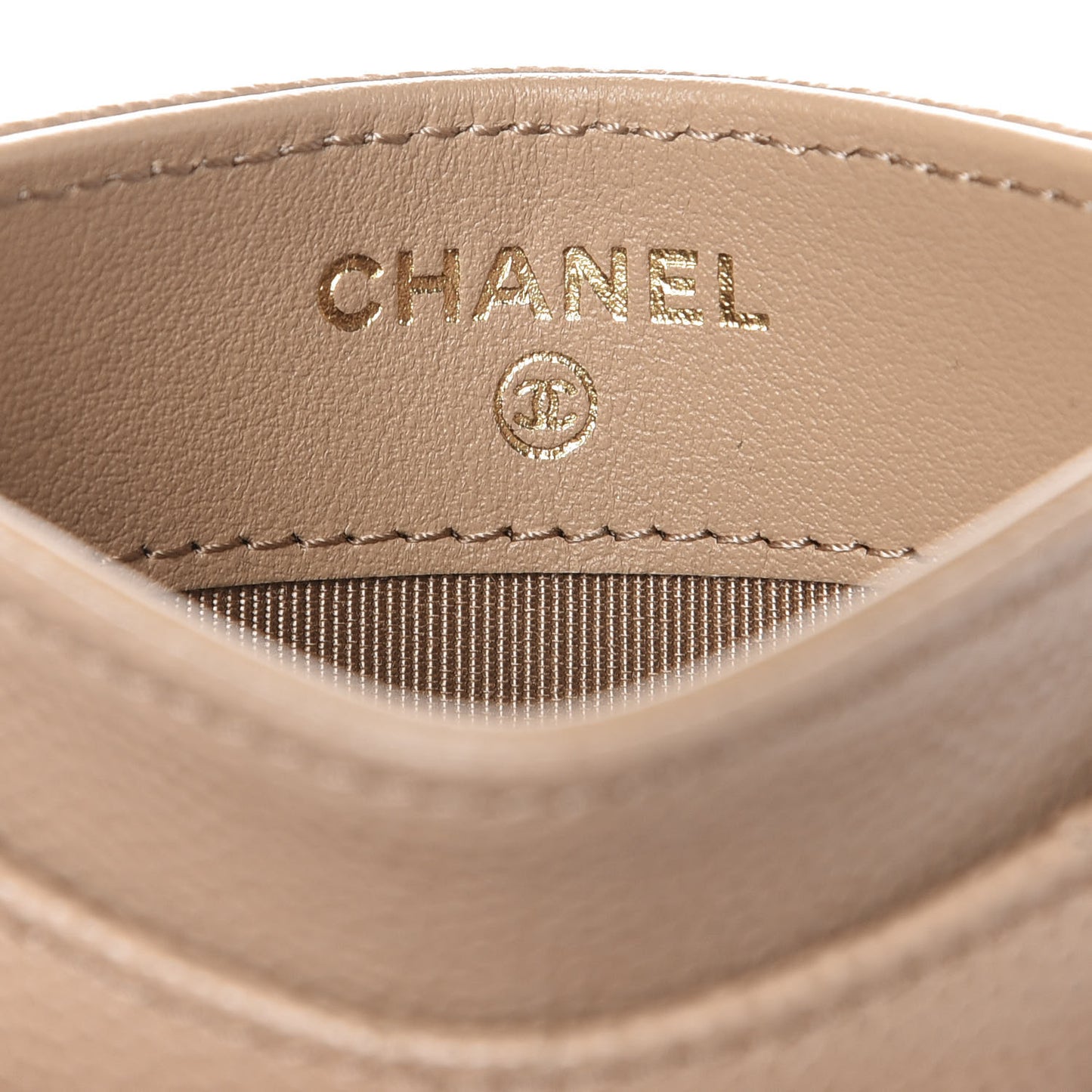 Caviar Quilted Card Holder Beige