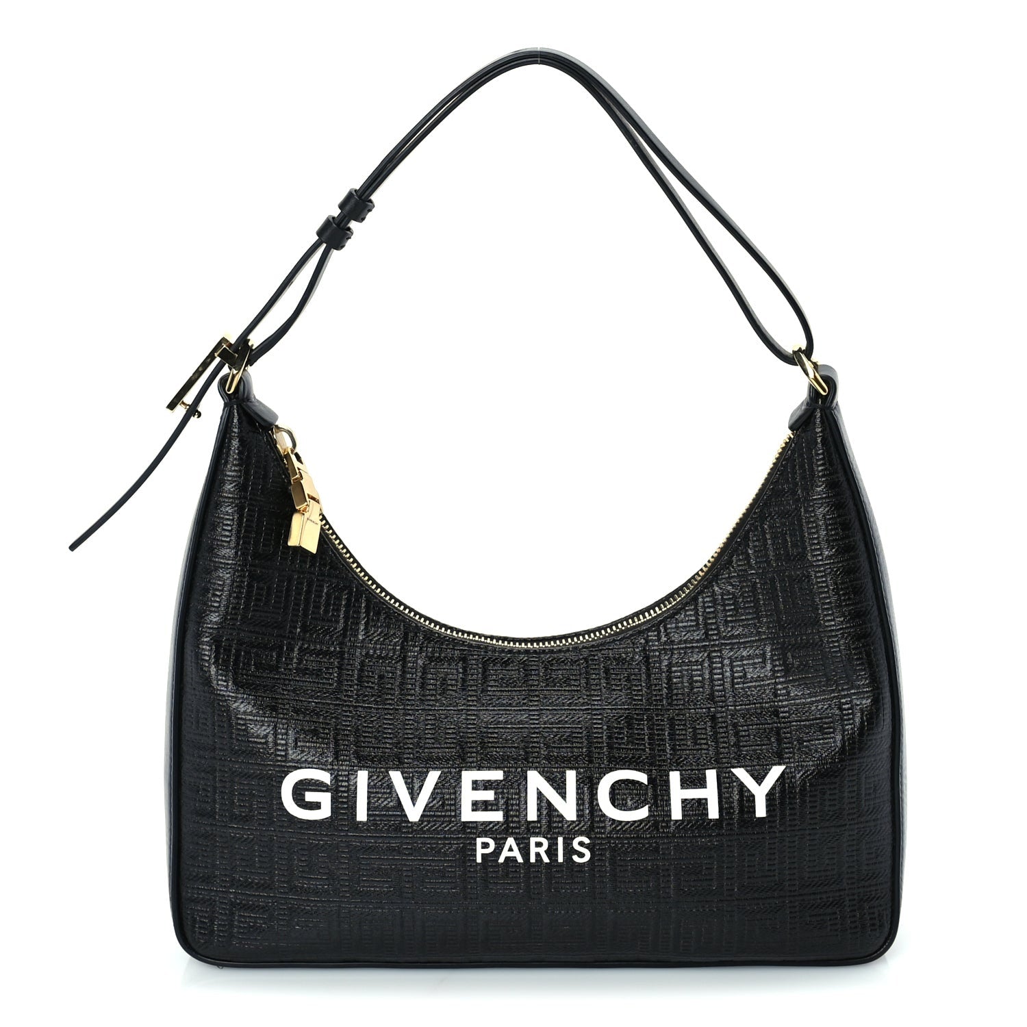 Givenchy Coated Canvas Logo 4G Embossed Small Moon Cut Out Shoulder Bag Black 1 of 8
