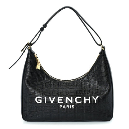 Givenchy Coated Canvas Logo 4G Embossed Small Moon Cut Out Shoulder Bag Black 1 of 8