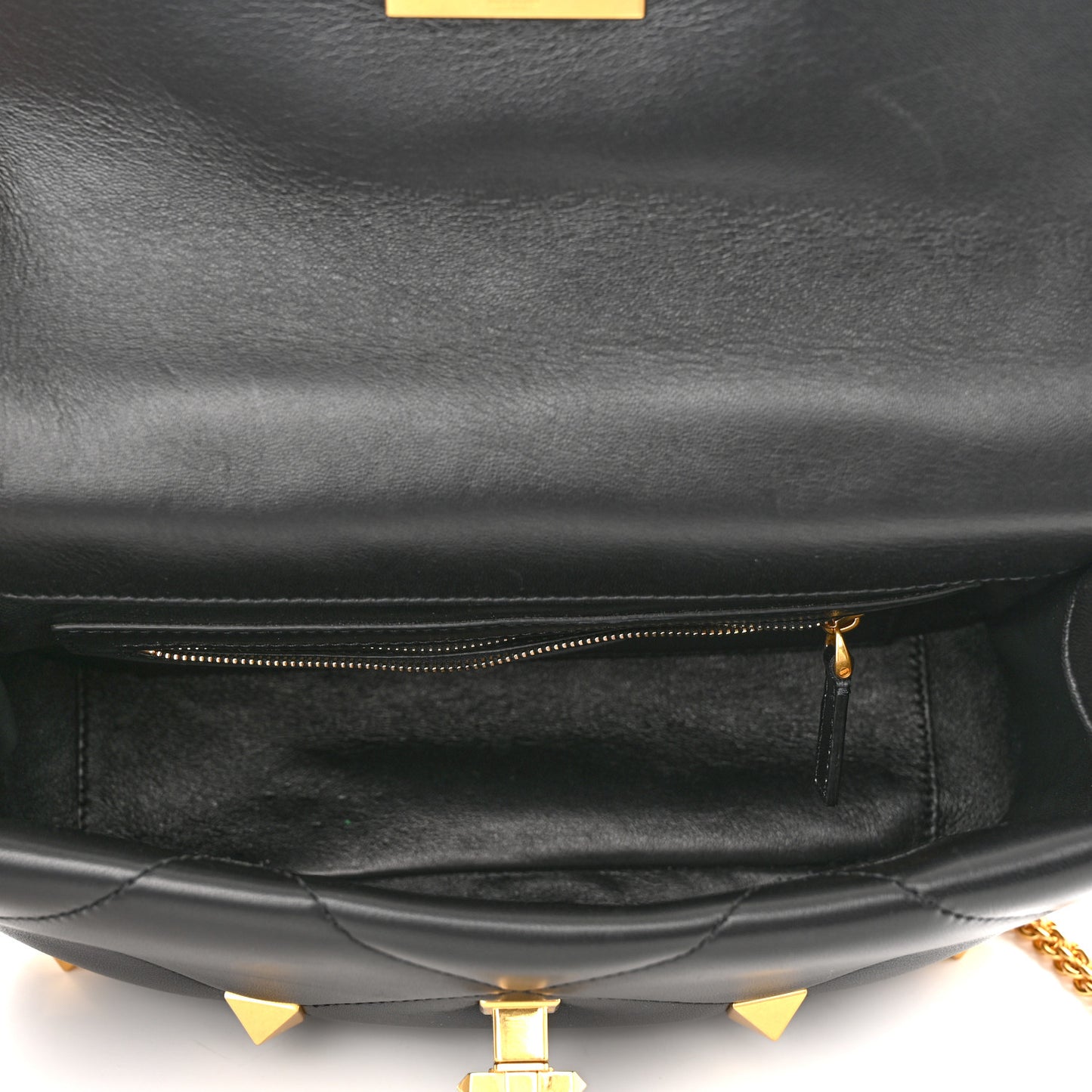 Nappa Large Roman Stud Shoulder Bag Black