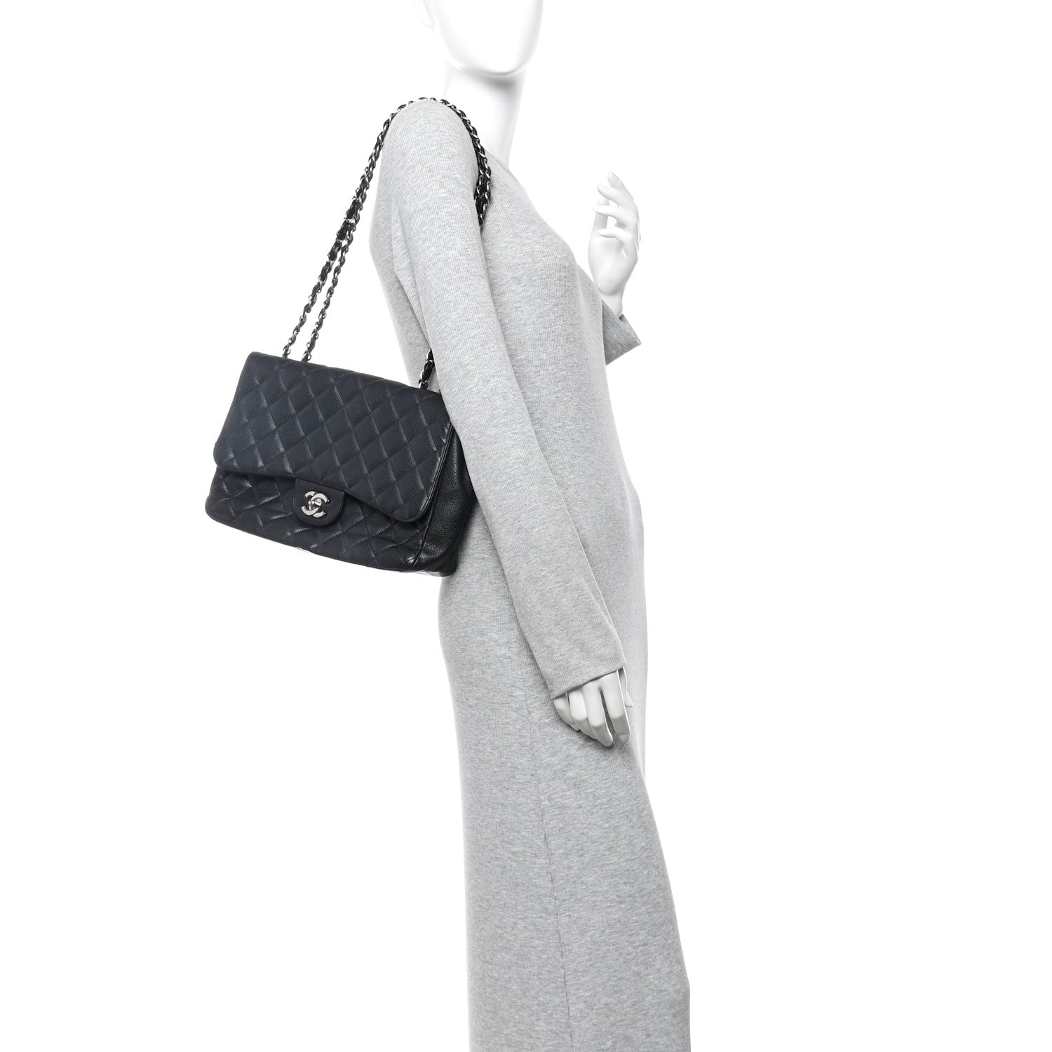 Chanel Caviar Quilted Jumbo Single Flap Black 2 of 10