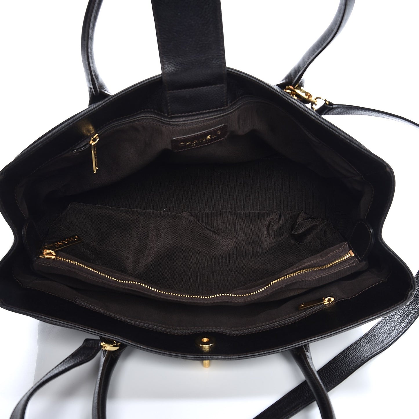 Calfskin Cerf Executive Shopper Tote Dark Brown