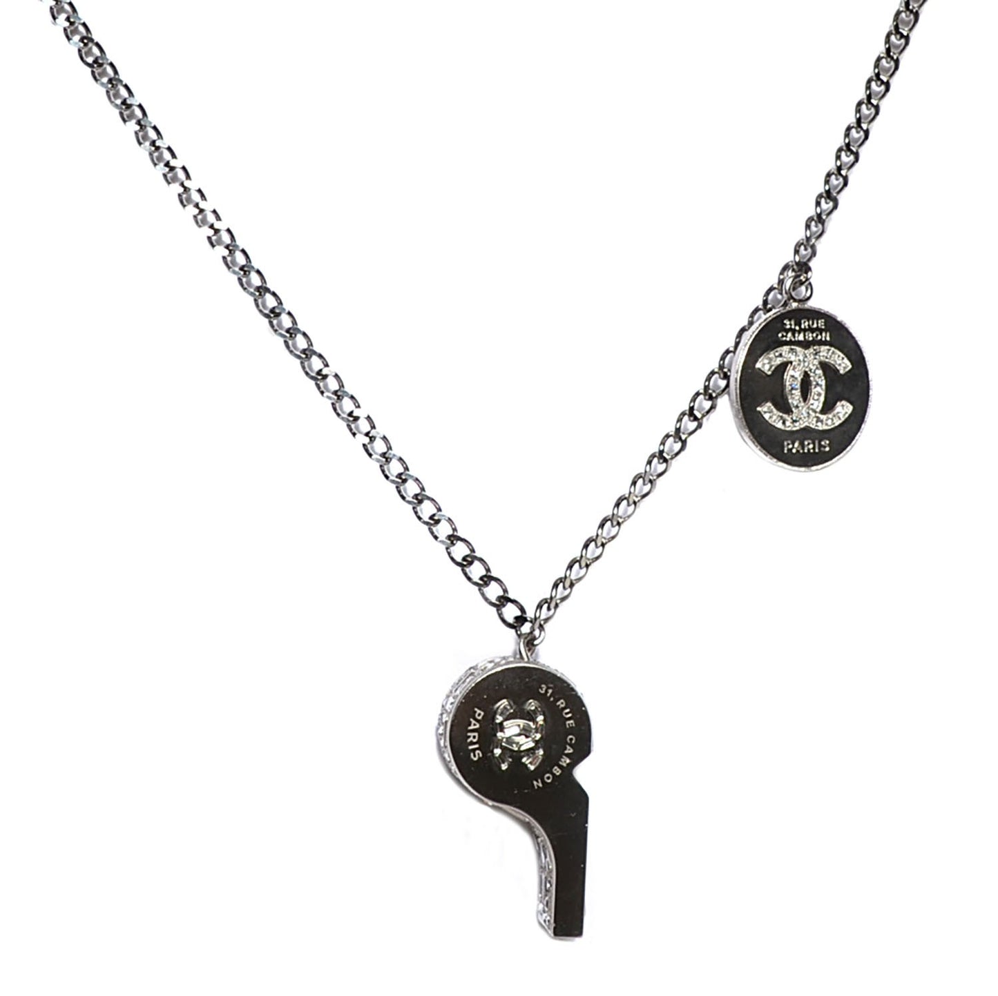 Crystal CC Whistle Pendant Necklace
