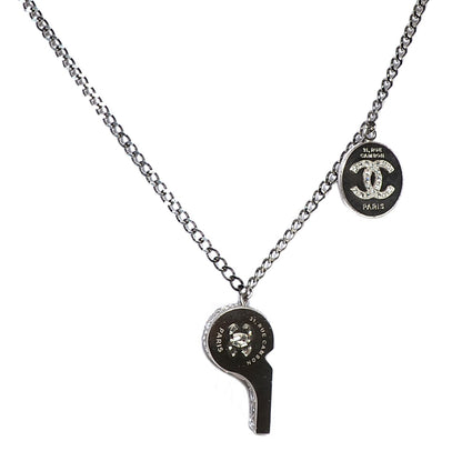 Chanel Crystal CC Whistle Pendant Necklace 1 of 8