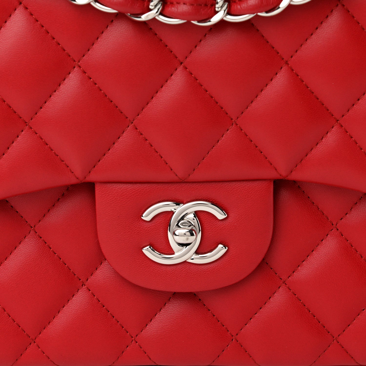 Chanel Lambskin Quilted Jumbo Double Flap Red 8 of 12