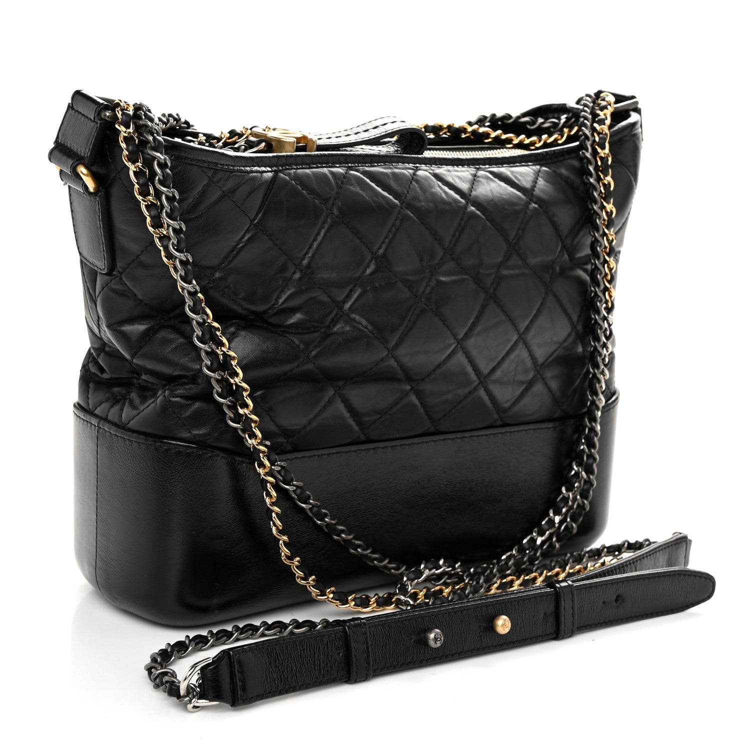 Chanel Aged Calfskin Quilted Medium Gabrielle Hobo Black 3 of 10
