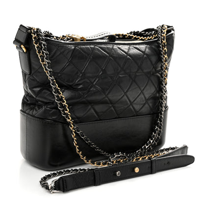 Chanel Aged Calfskin Quilted Medium Gabrielle Hobo Black 3 of 10