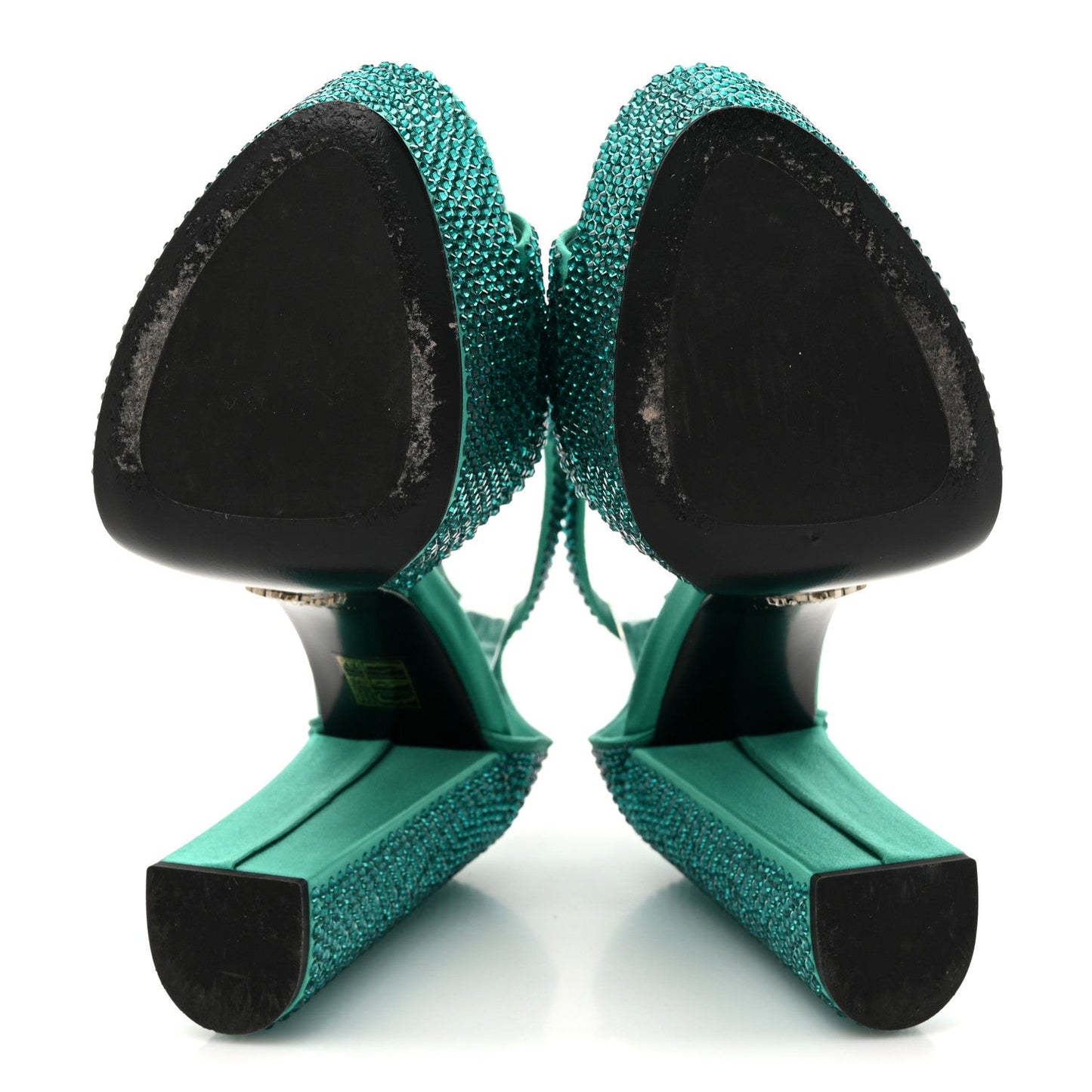 Satin Crystal Triangle Logo 40/135mm Platform Sandals 38 Mango