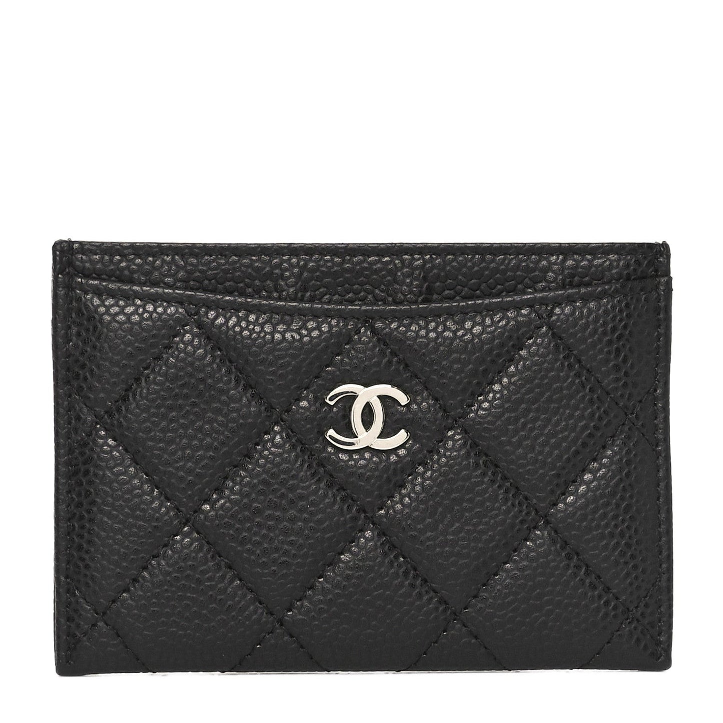 Caviar Quilted Card Holder Black