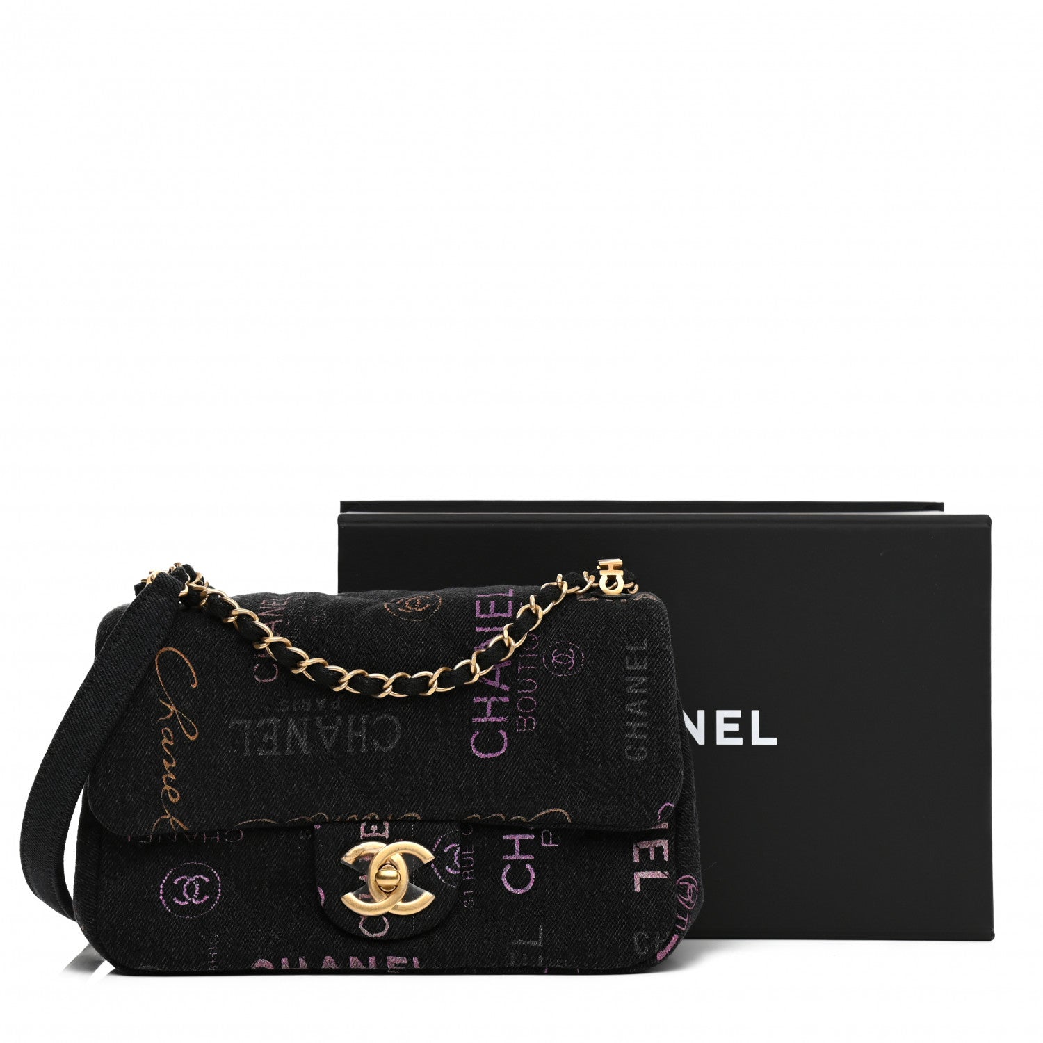 Chanel Denim Quilted Denim Mood Mini Rectangular Flap Black Multicolor 11 of 11