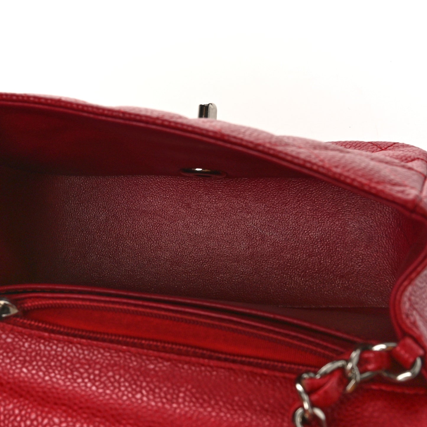 Caviar Quilted Mini Square Flap Red