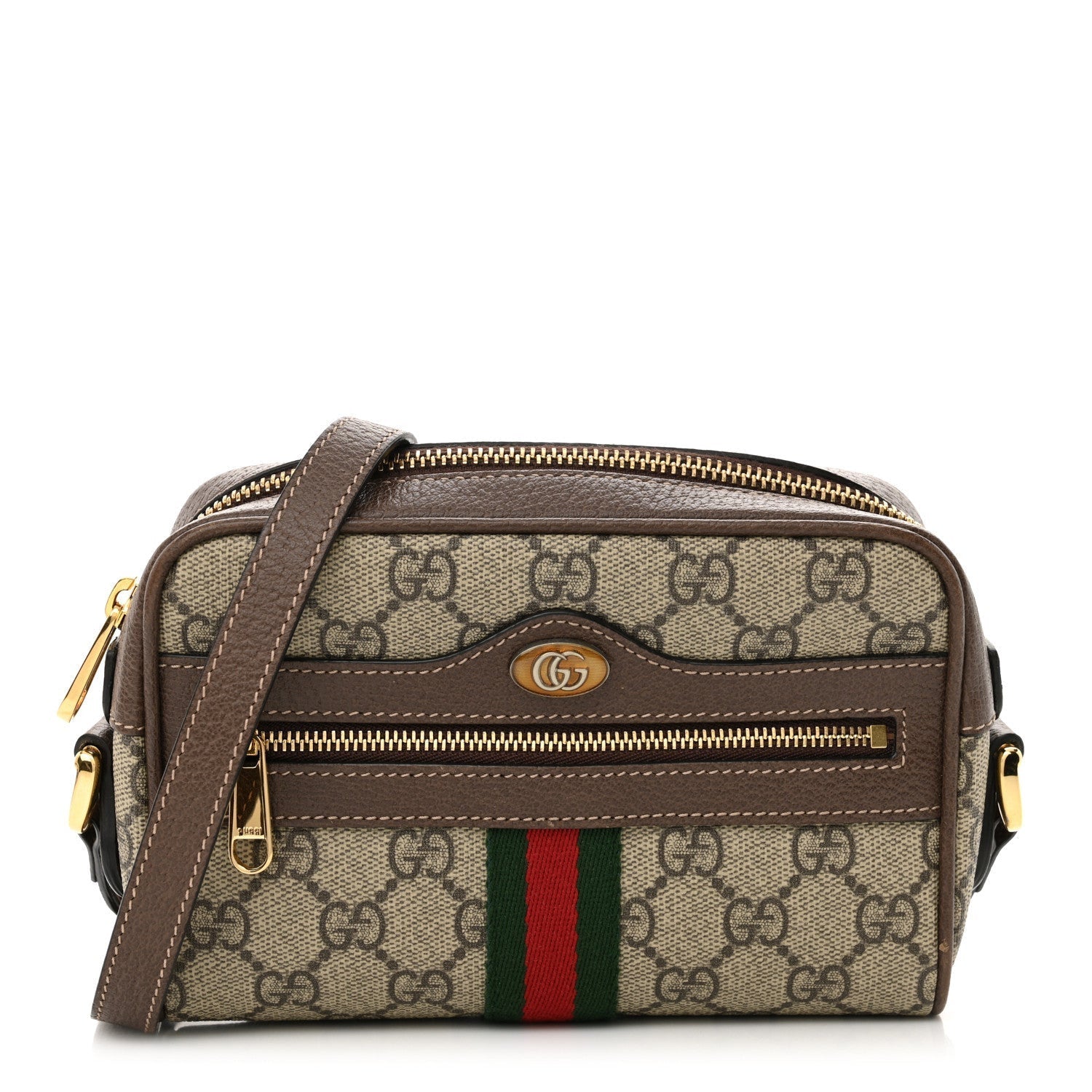 Gucci GG Supreme Monogram Web Mini Ophidia Shoulder Bag Brown 1 of 7