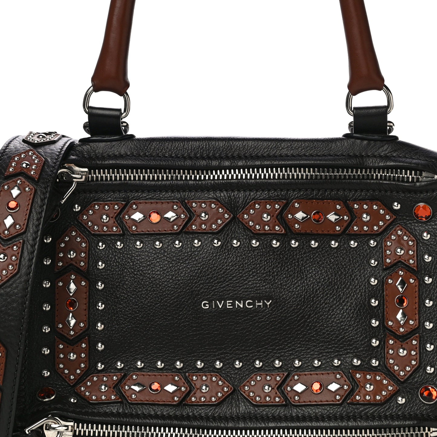 Calfskin Small Studded Pandora Black Brown