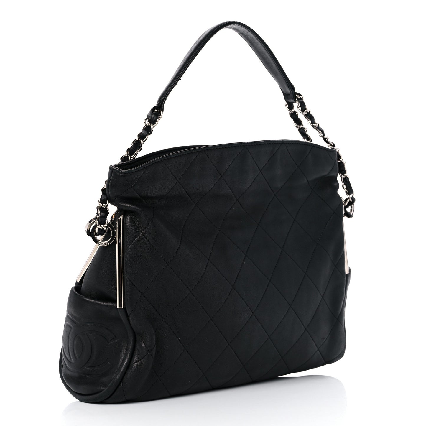 Lambskin Stitched Medium Ultimate Soft Tote Black