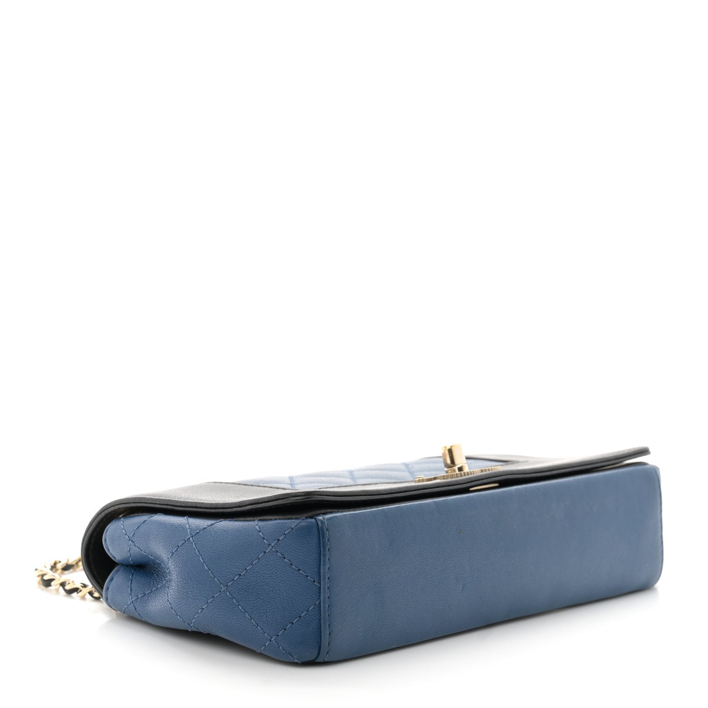 Sheepskin Quilted Medium Vintage Mademoiselle Flap Blue Black