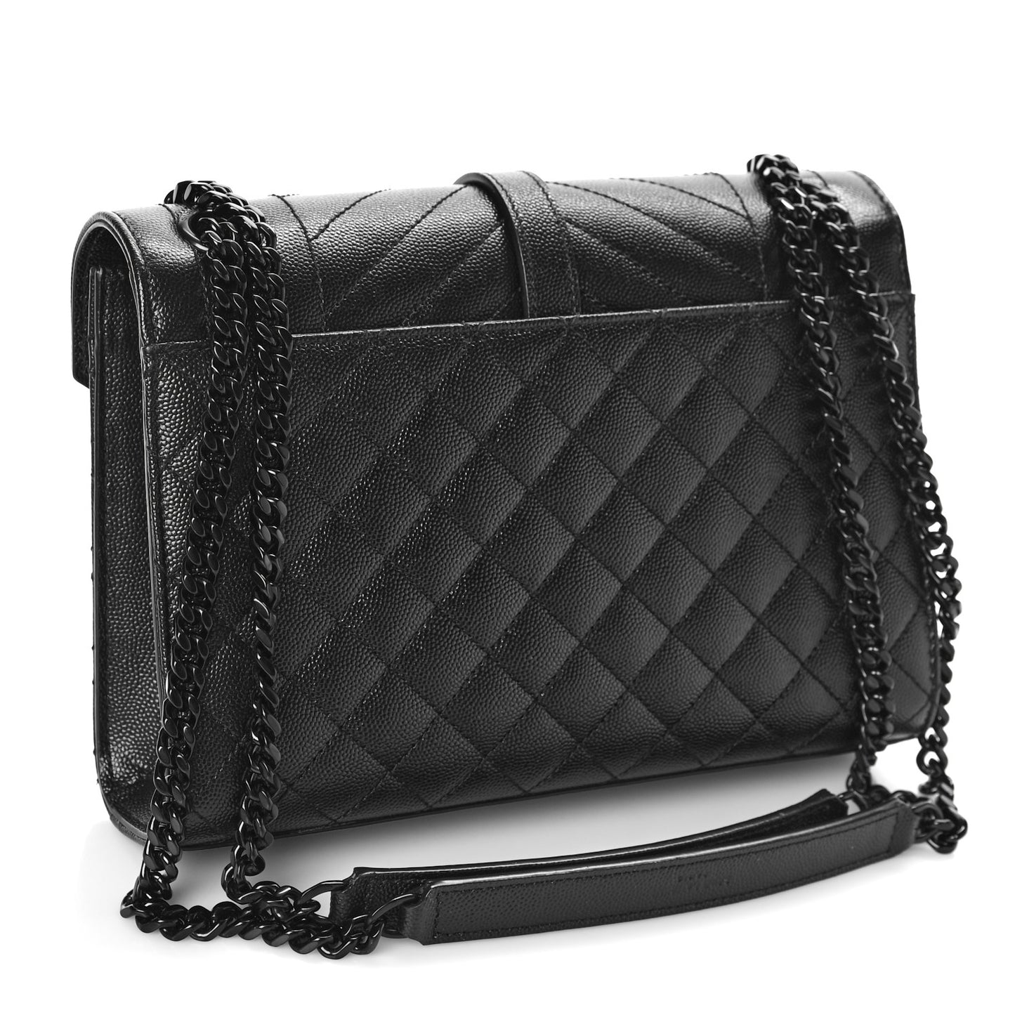 Grain De Poudre Textured Mixed Matelasse Triquilt Medium Monogram Monochrome Satchel Black