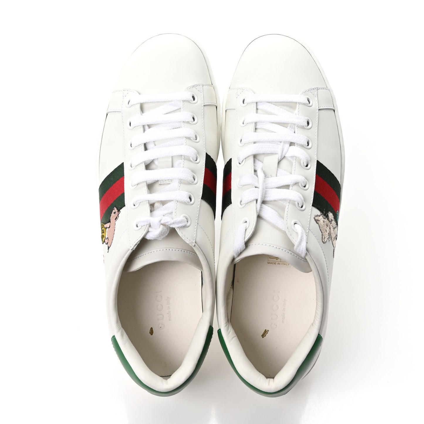 Calfskin Web Embroidered Womens Ace Sneakers 40 White