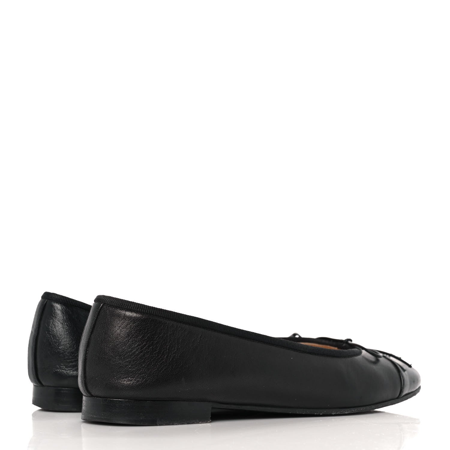 Chanel Lambskin Patent Cap Toe Ballerina Flats 37 Black 4 of 9