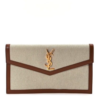 Saint Laurent Canvas Uptown Pouch Natural Beige Brick 1 of 7