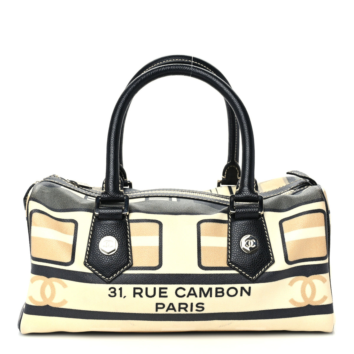 Chanel Coated Canvas Le Train Boston Bag Black 1 of 9