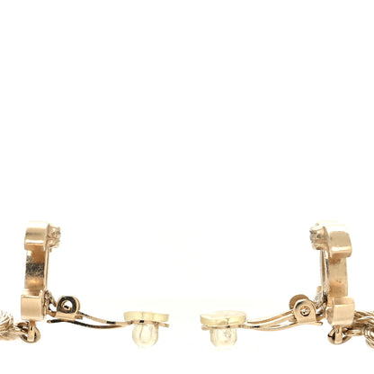 Chanel CC Heart Chain Drop Clip On Earrings Gold 3 of 4