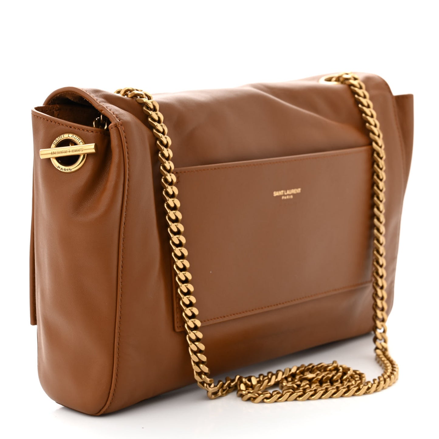 Smooth Calfskin Suede Medium Reversible Monogram Kate Satchel Brick