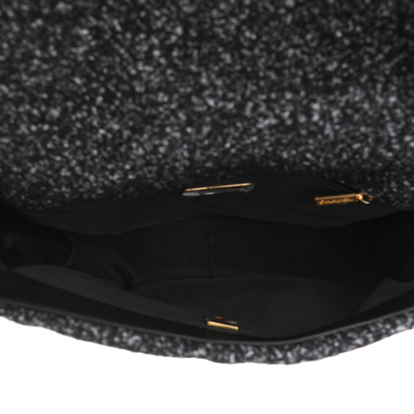 Tweed Quilted Large Chanel 19 Flap Black Grey