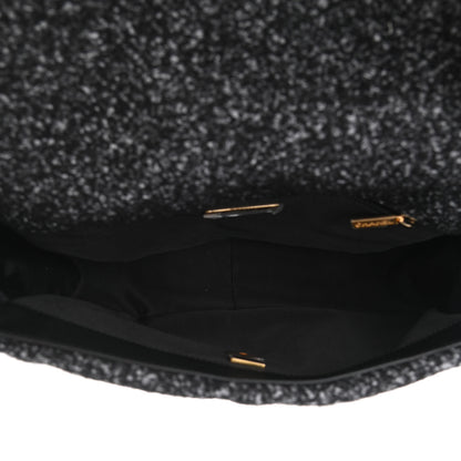 Chanel Tweed Quilted Large Chanel 19 Flap Black Grey 5 of 11