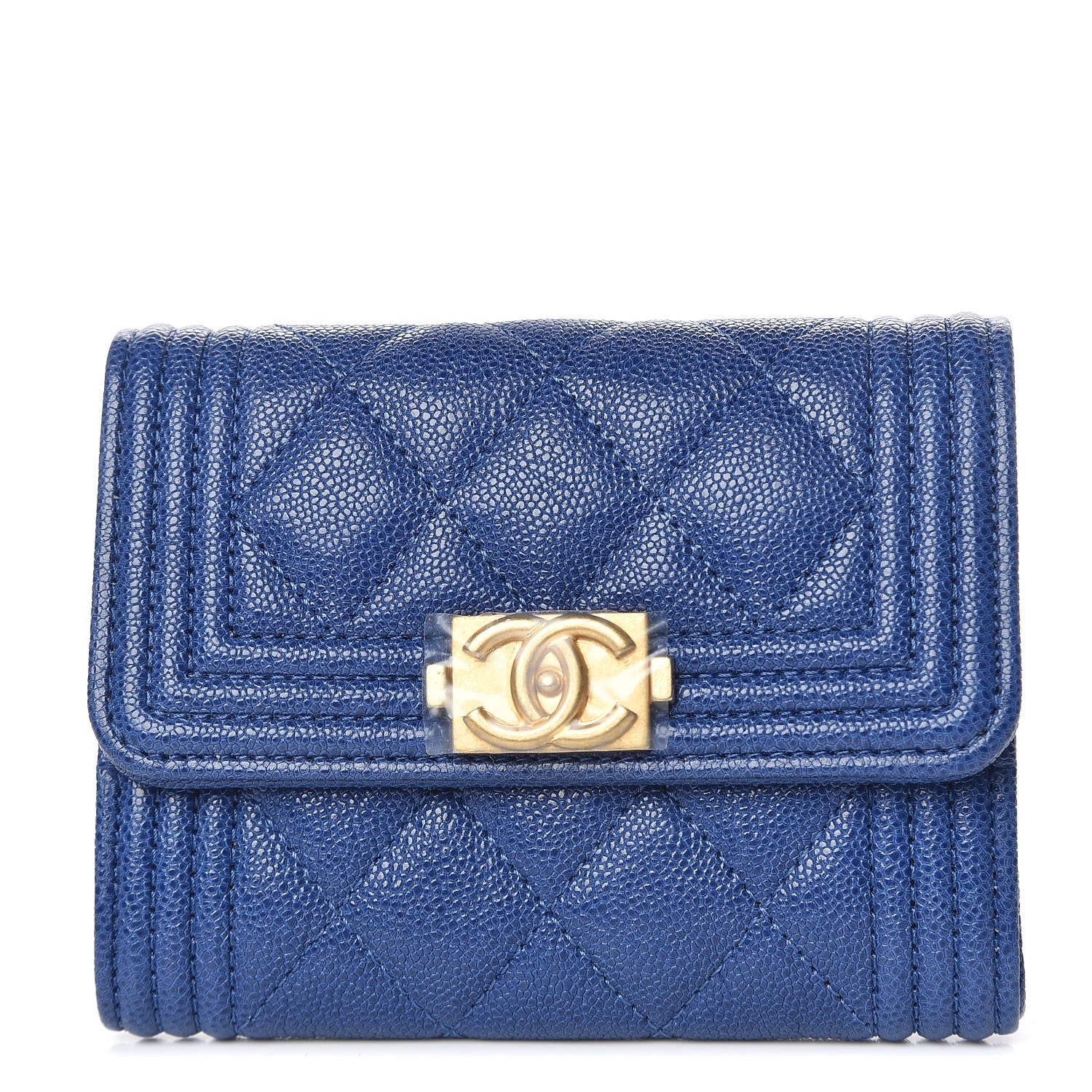 Chanel Caviar Quilted Boy Card Holder Wallet Blue 1 of 8