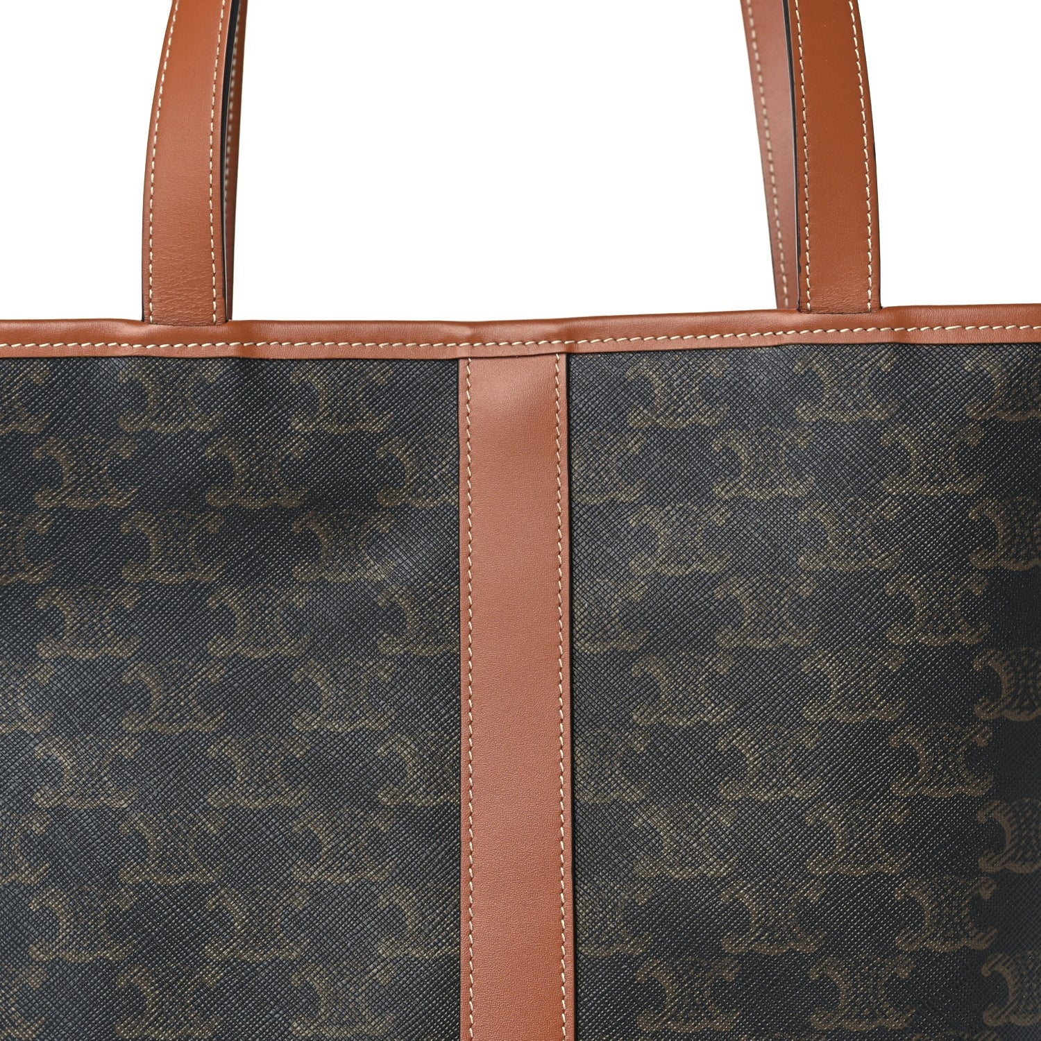 Celine Triomphe Canvas Calfskin Small Cabas Bag Tan 6 of 8