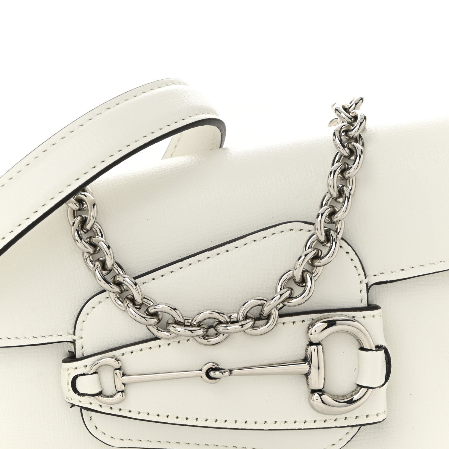 Gucci Calfskin Mini Horsebit 1955 Asymmetric Shoulder Bag Great White 8 of 10