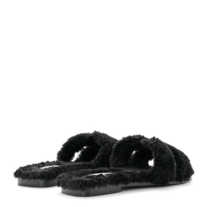 Hermes Woolskin Oran Sandals 35 Black 4 of 8