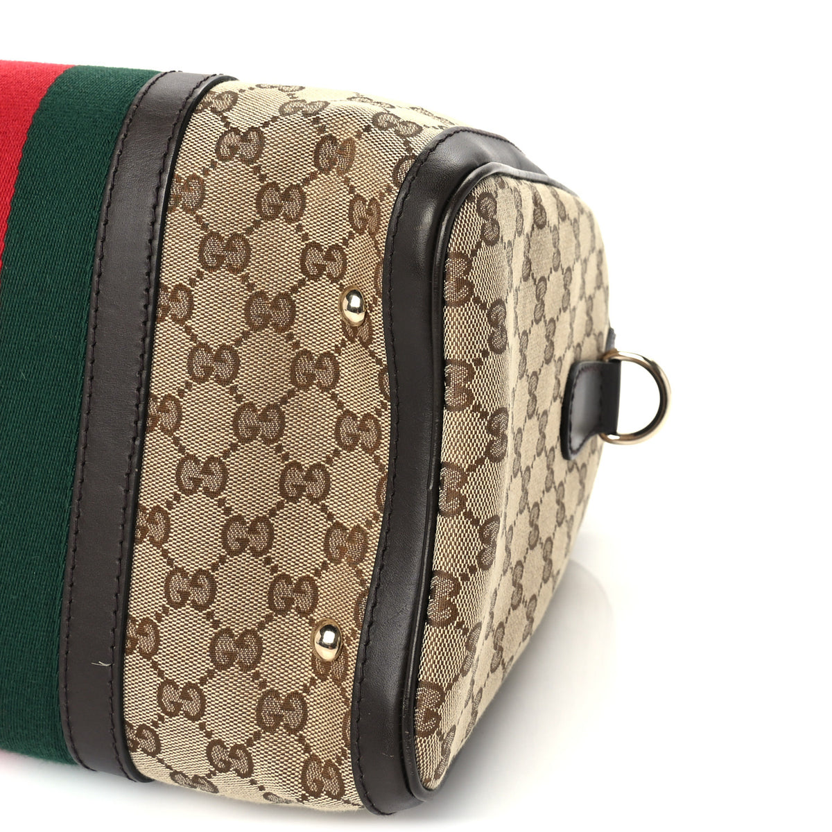 Gucci Monogram Vintage Web Medium Boston  Dark Brown 8 of 8