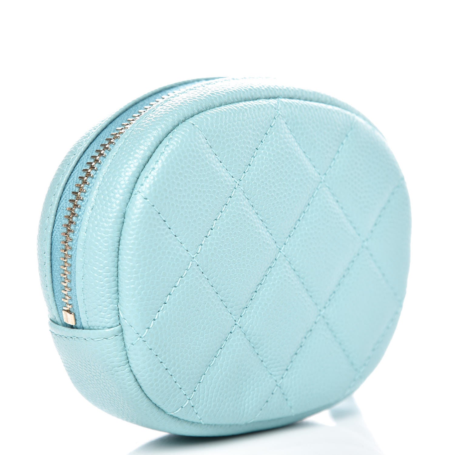 Chanel Caviar Quilted Zip Around Classic Coin Purse Light Blue 3 of 10
